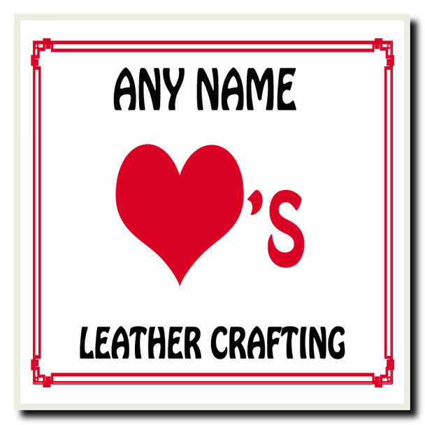 Love Heart Leather Crafting Personalised Coaster