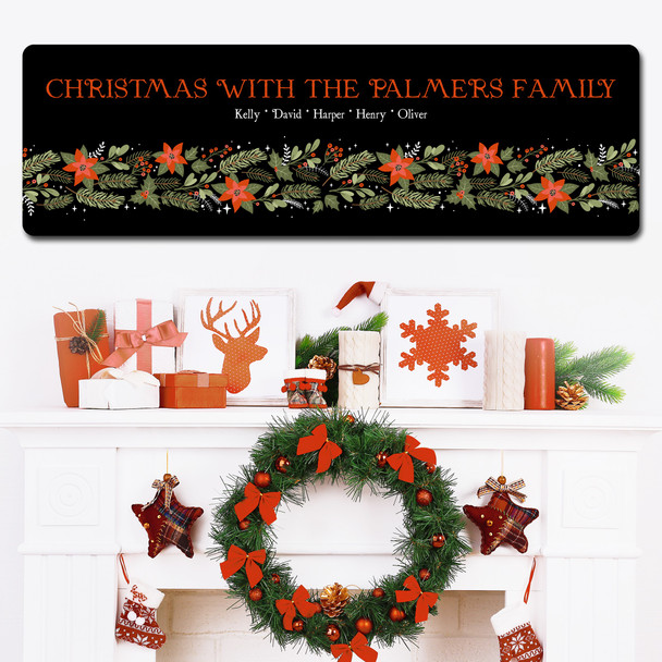 Black Family Name Christmas Decoration Floral Large Home Personalised Sign Black Family Name Christmas Decoration Floral Large Home Personalised Sign
