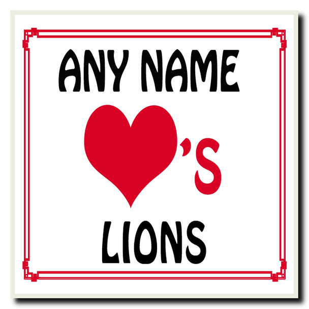 Love Heart Lions Personalised Coaster