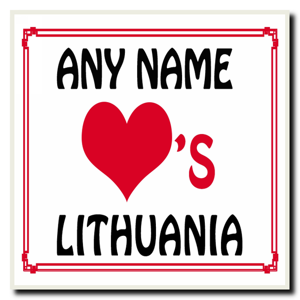 Love Heart Lithuania Personalised Coaster