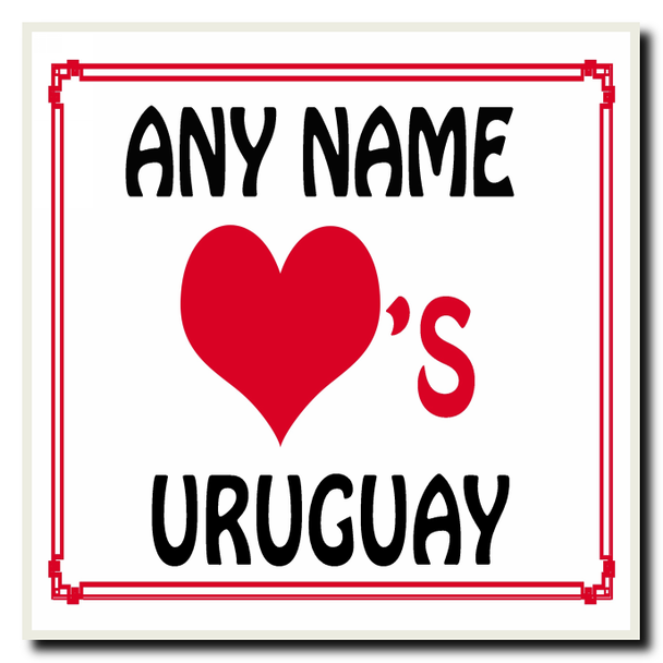 Love Heart Uruguay Personalised Coaster