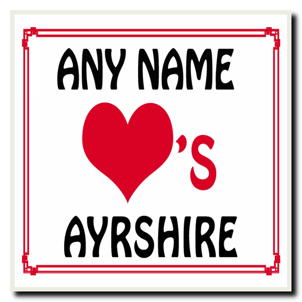 Love Heart Ayrshire Personalised Coaster