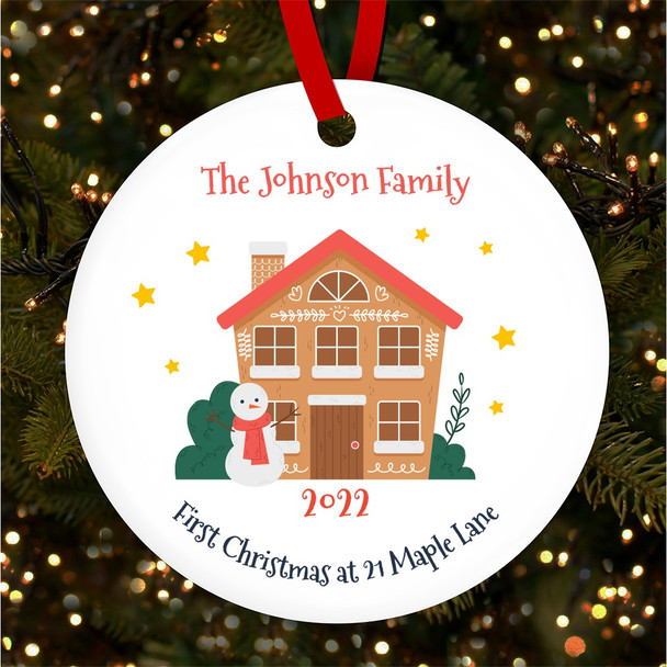 Family Name Gingerbread  House Personalised Christmas Tree Ornament Decoration