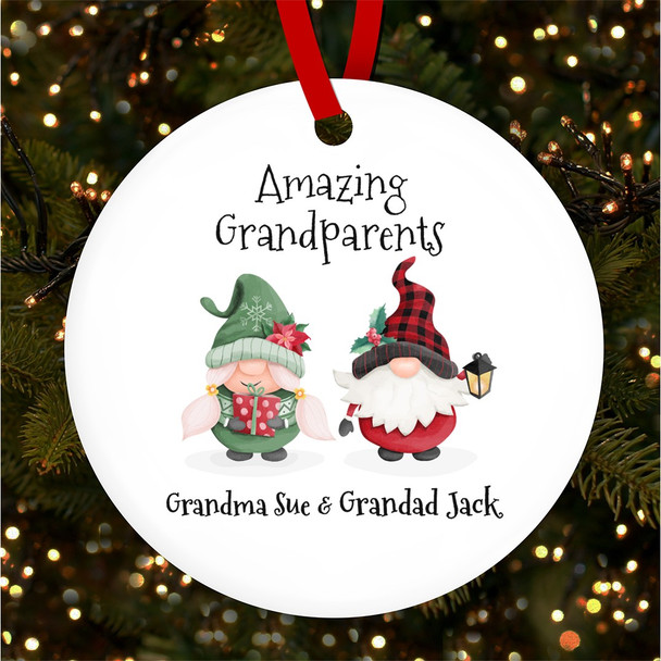 Grandparents Gnomes Personalised Christmas Tree Ornament