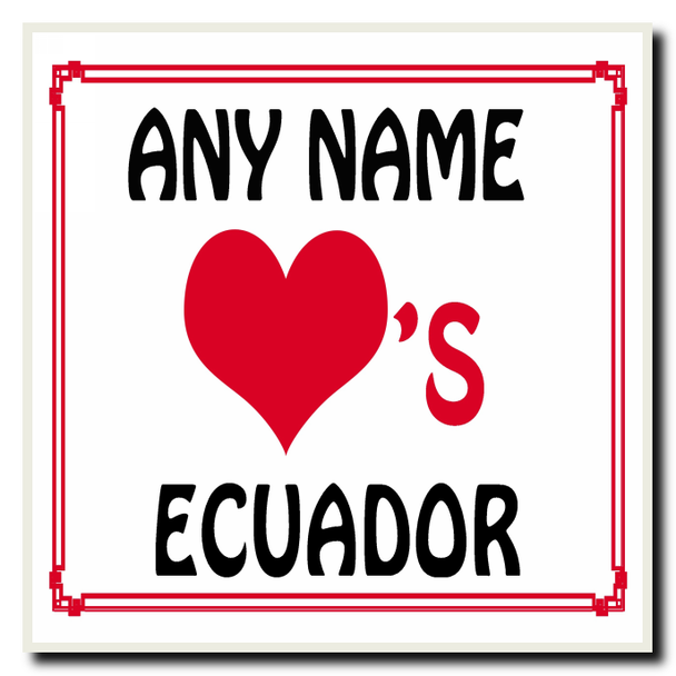 Love Heart Ecuador Personalised Coaster