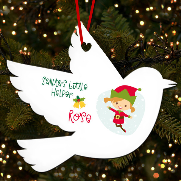 Light Hair Girl Robin Bauble Personalised Christmas Tree Ornament Decoration