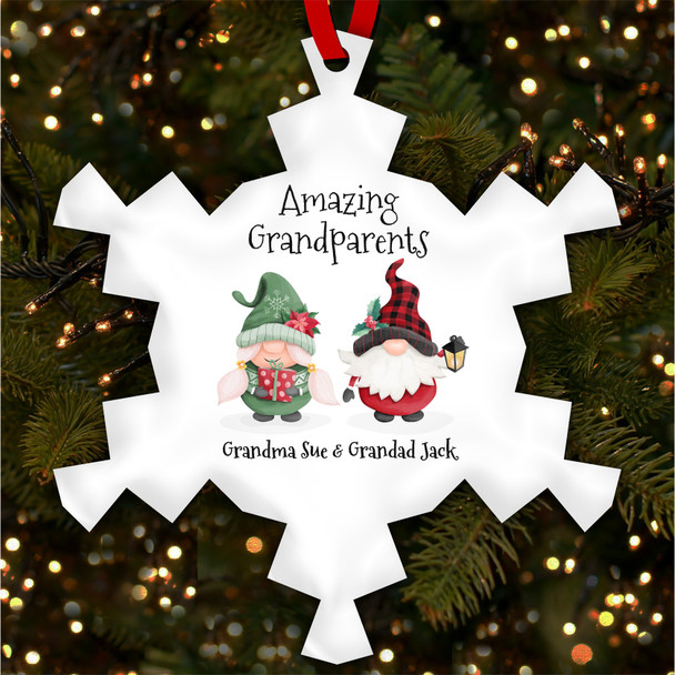 Grandparents Gnomes Personalised Christmas Tree Ornament Decoration