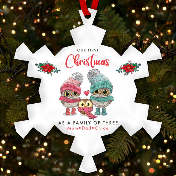 Our First As A Family Owls Personalised Christmas Tree Ornament Decoration