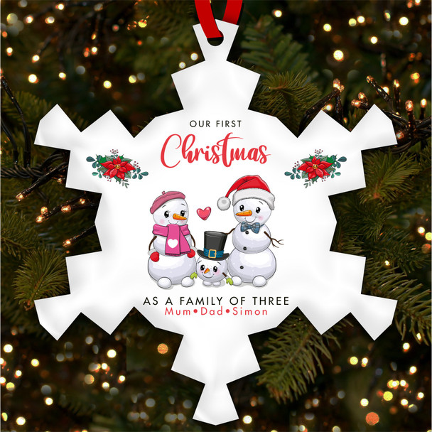 First As Family Snowman Personalised Christmas Tree Ornament Decoration