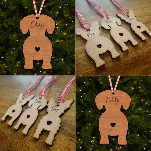 Doxiepoo Dog Bauble Dog Bum Ornament Personalised Christmas Tree Decoration