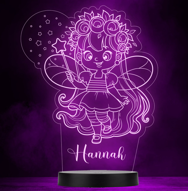 Fairy Girl With A Magic Wand Personalised Gift Colour Change Lamp Night Light