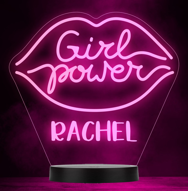 Girl Power Name Lips Personalised Gift Colour Changing Led Lamp Night Light