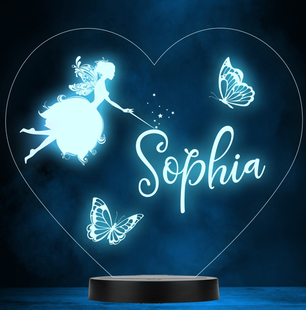 Girls Fairy Butterflies Heart Personalised Gift Colour Change Lamp Night Light