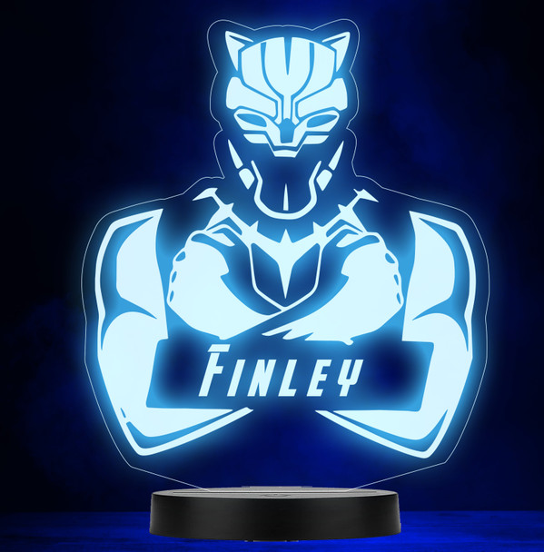 Black Panther Superhero Personalised Gift Colour Change Lamp Night Light