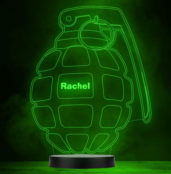 Grenade War Army Personalised Gift Colour Changing Led Lamp Night Light