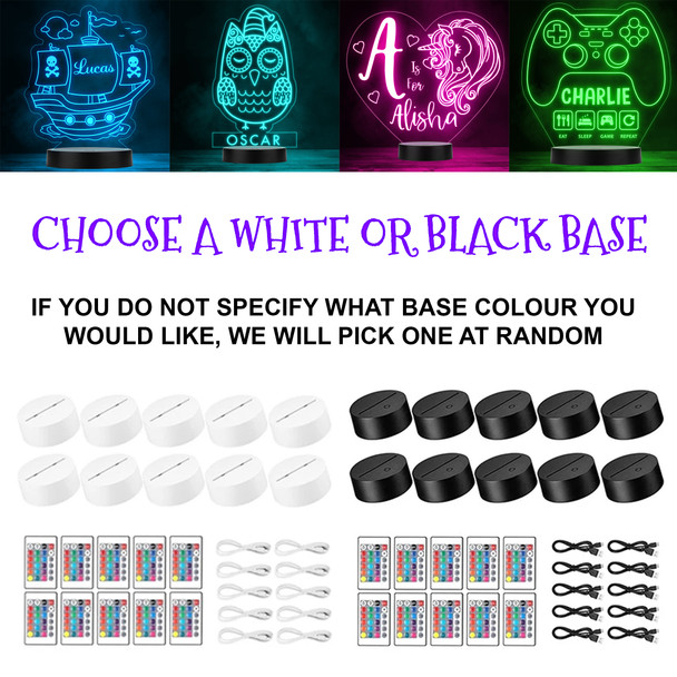 Kids Cute Bees Heart Name Personalised Gift Colour Changing Led Lamp Night Light