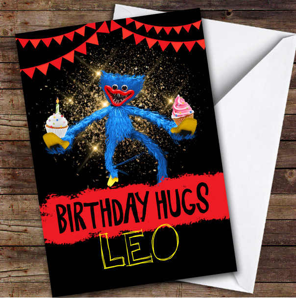 Huggy Wuggy Hugs Personalised Kids Children's Birthday Card