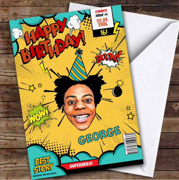 I Show Speed Youtuber Comic Style Personalised Kids Children's Birthday Card