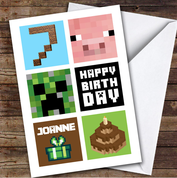 Minecraft 7th Birthday Age 7 Personalised Kids Children's Birthday Card