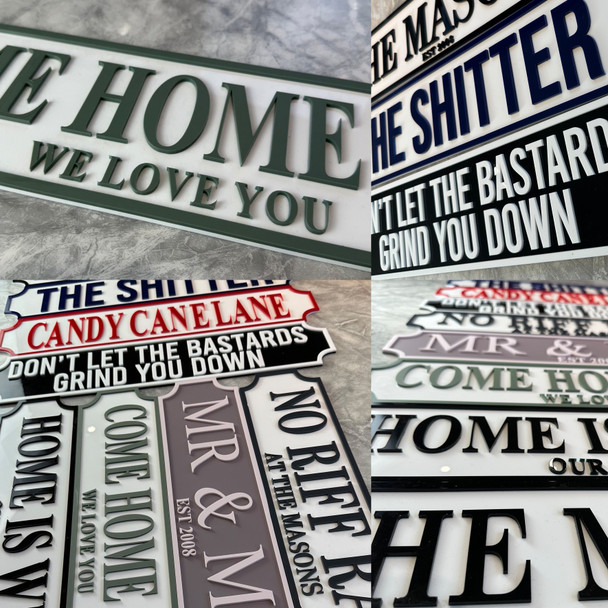 Home Sweet Home Hearts Any Colour Any Text 3D Train Style Street Home Sign