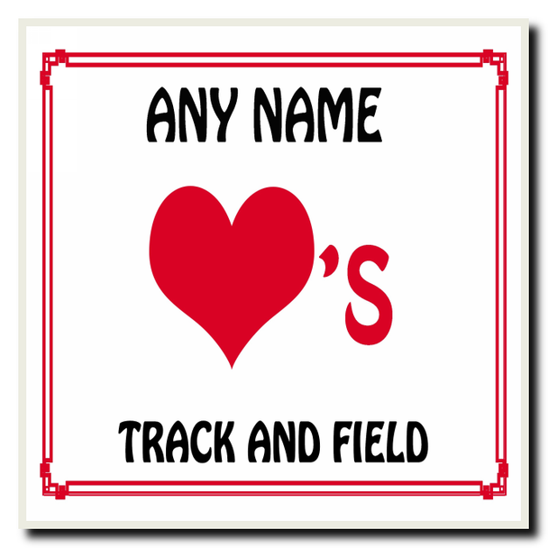 Love Heart Track And Field Personalised Coaster