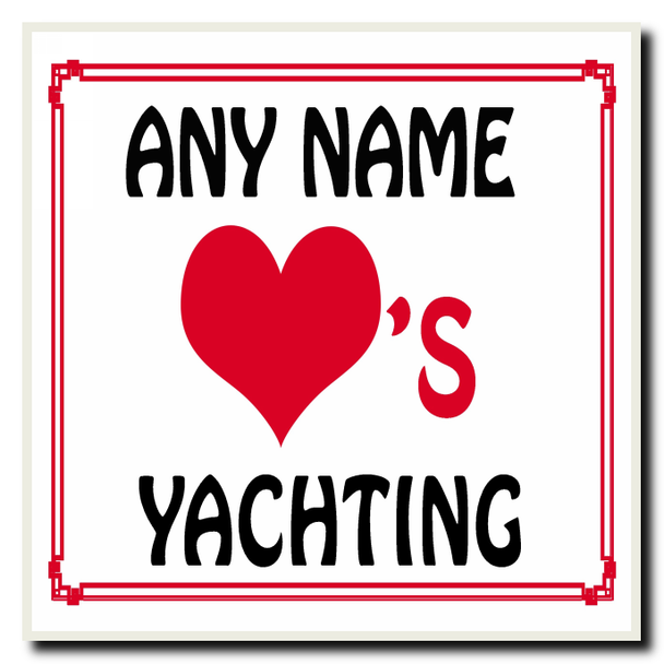 Love Heart Yachting Personalised Coaster