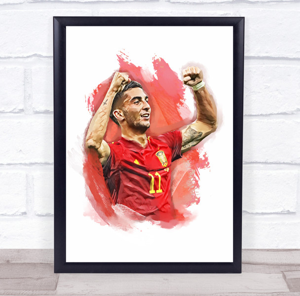 Footballer Ferran Torres Spain Football Player Watercolour Wall Art Print