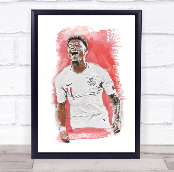 Footballer Jadon RED Sancho Football Player Watercolour Wall Art Print