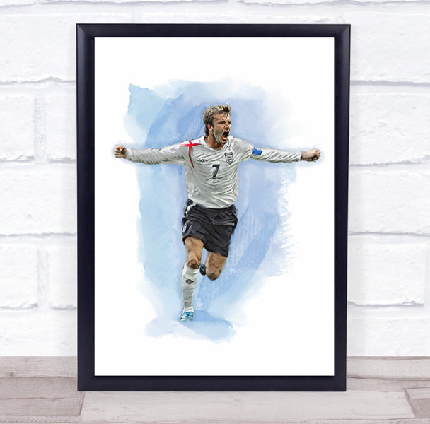 Footballer David Beckham Football Player Watercolour Wall Art Print