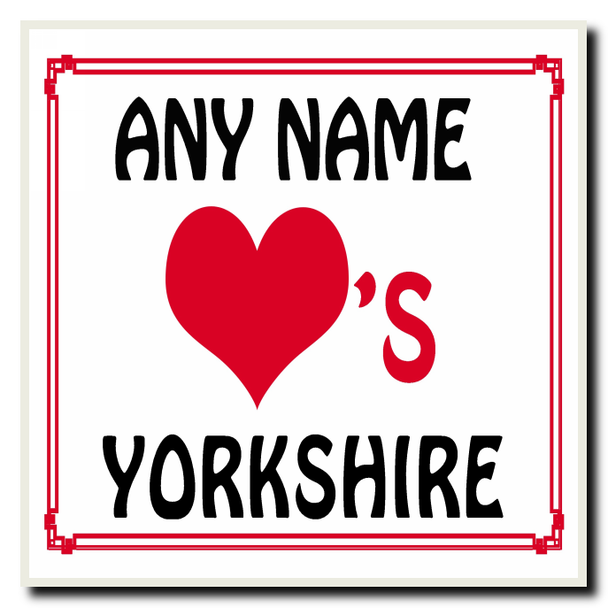 Love Heart Yorkshire Personalised Coaster
