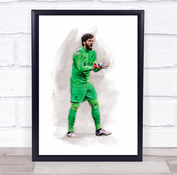 Footballer Alisson Football Player Watercolour Wall Art Print