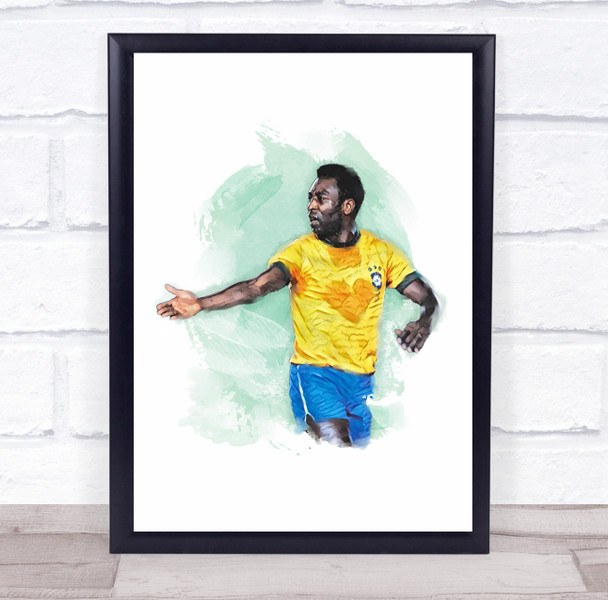 Footballer Pele Football Player Watercolour Wall Art Print