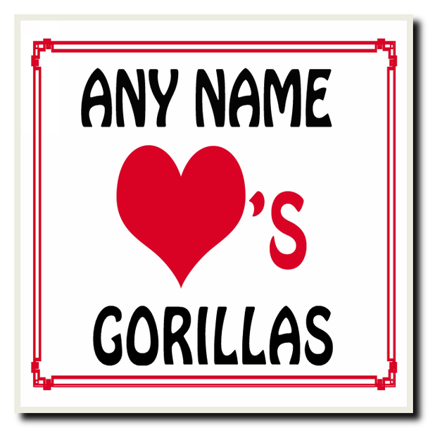 Love Heart Gorillas Personalised Coaster