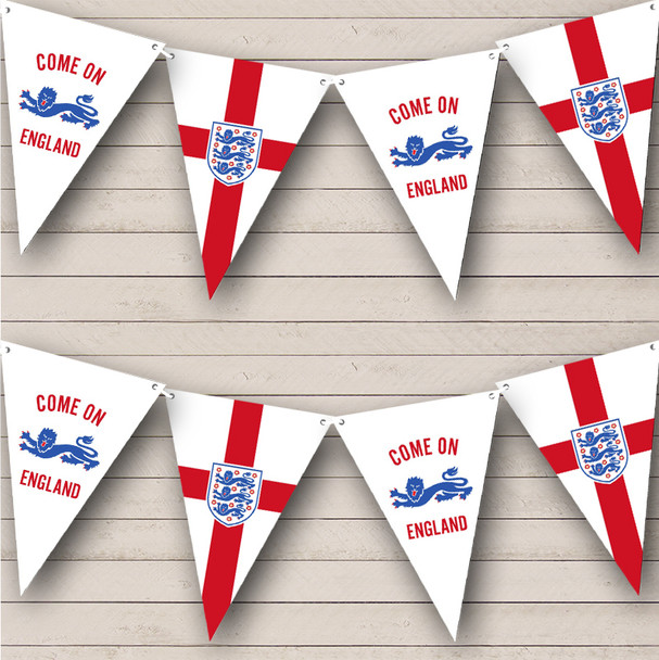 Come On England English Football Badge Flag Personalised Any Text Banner Bunting