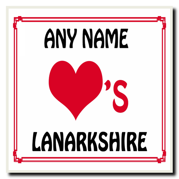 Love Heart Lanarkshire Personalised Coaster