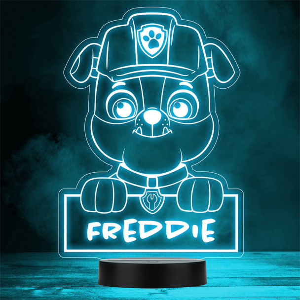 Kids Rubble's Head Paw Patrol Personalised Gift Colour Change LED Night Light
