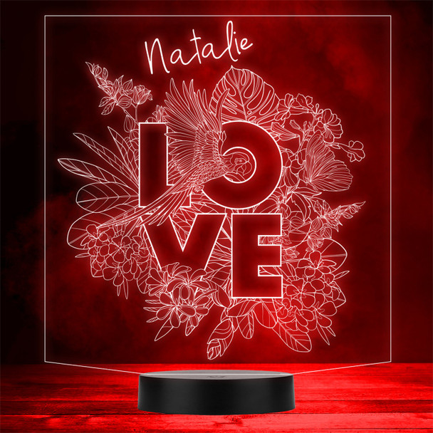 Love Tropical Birds And Plants Personalised Gift Colour Change LED Night Light