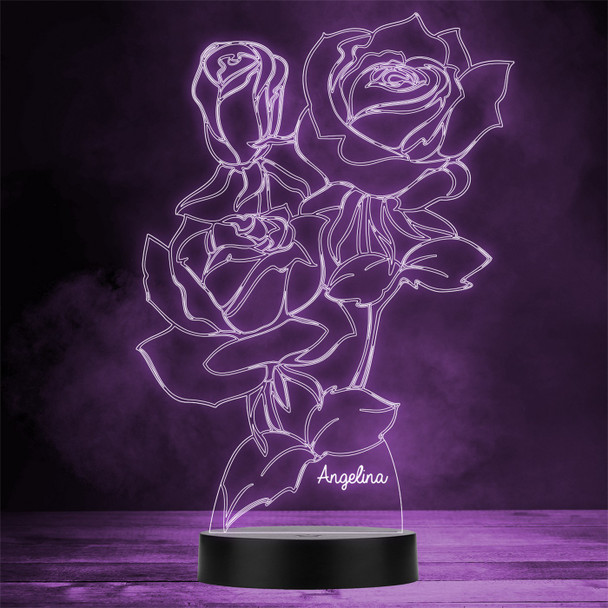 Roses Flowers Pretty Bunch Personalised Gift Colour Change LED Lamp Night Light