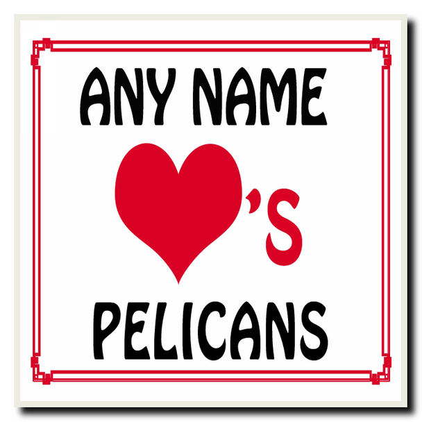 Love Heart Pelicans Personalised Coaster