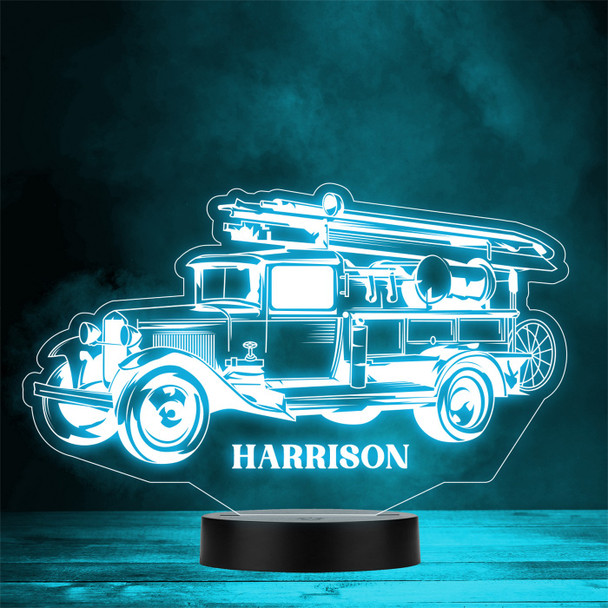 Vintage Fire Truck Personalised Gift Colour Changing LED Lamp Night Light