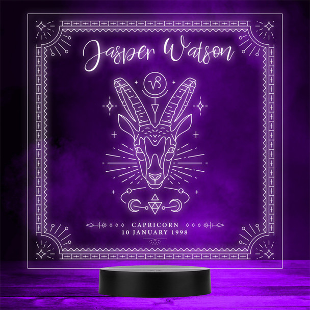 Zodiac Sign Capricorn Date Of Birth Personalised Gift Any Colour LED Night Light