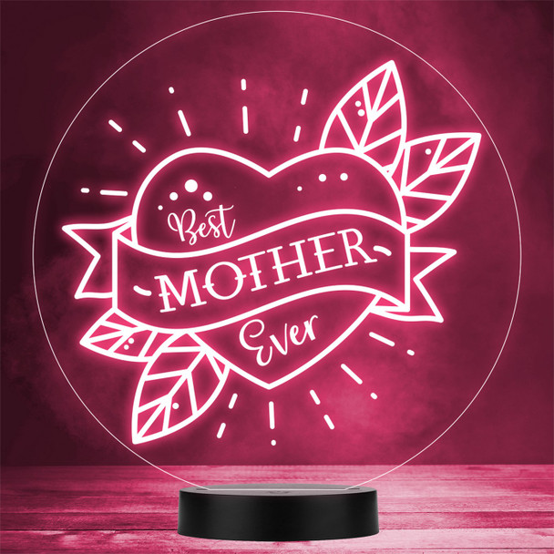 Best Mother Ever Tattoo Style Heart Personalised Gift Any Colour LED Night Light