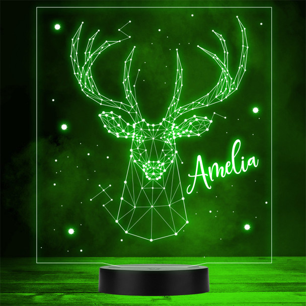 3D Style Reindeer Head Geometric Personalised Gift Colour Change LED Night Light