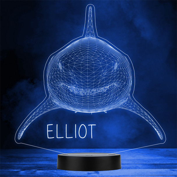 3D Style Shark Front View Personalised Gift Colour Changing LED Lamp Night Light