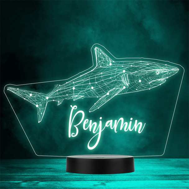3D Style Shark Geometric Personalised Gift Colour Changing LED Lamp Night Light