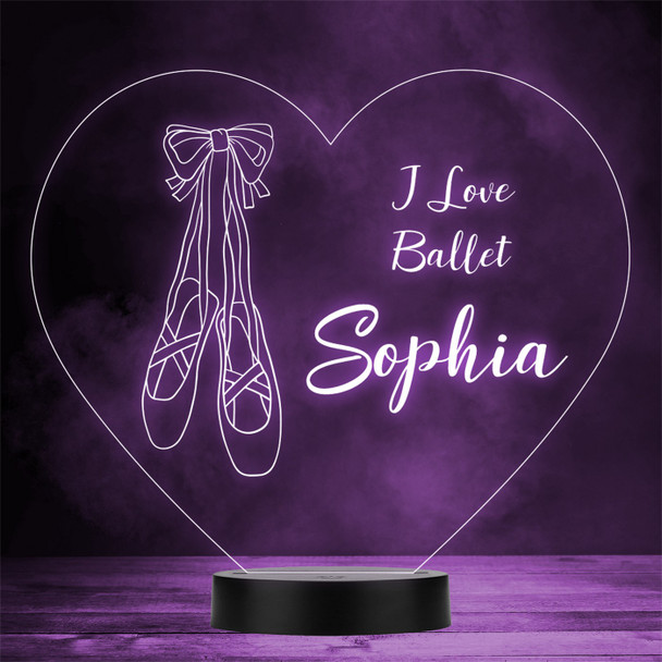 I Love Ballet Dance Shoes Ballerina Personalised Gift Any Colour LED Night Light