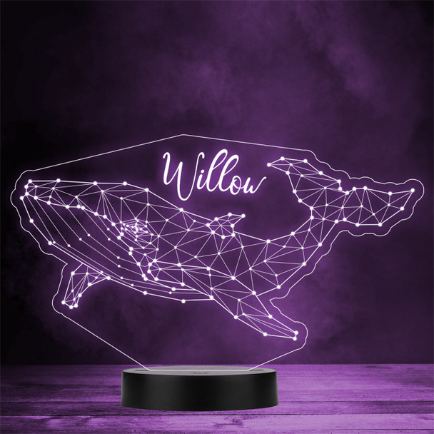3D Style Whale Geometric Personalised Gift Colour Changing LED Lamp Night Light