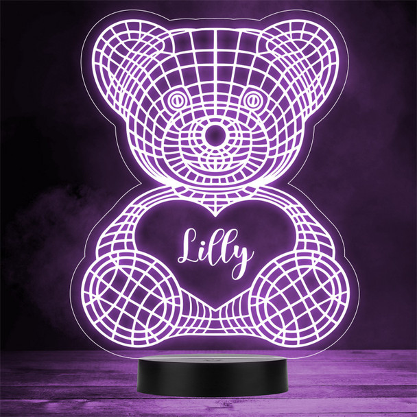 3D Teddy Bear With A Heart Personalised Gift Colour Change LED Lamp Night Light