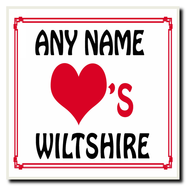 Love Heart Wiltshire Personalised Coaster