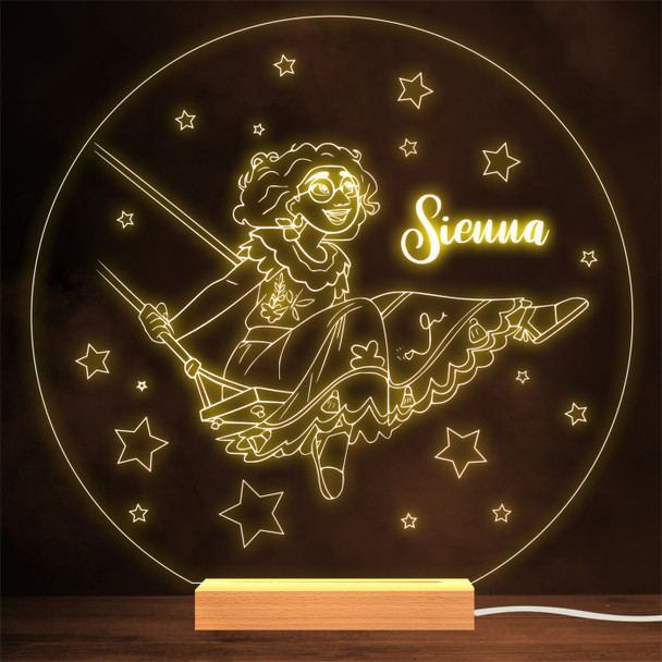 Encanto Mirabel Playing On The Swing Stars Round Personalised Gift Night Light